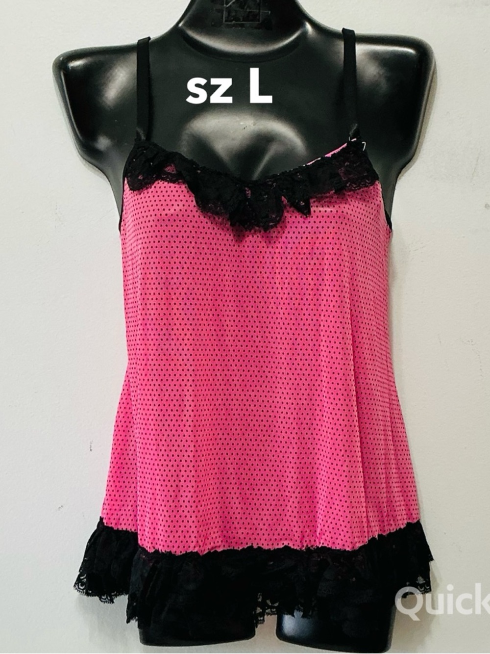 L - NWT 2 pcs Lace / Polka Dots Babydoll Set